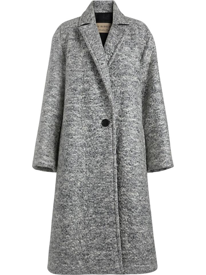 Burberry Laminated Cashmere Wool Blend A-line Coat - Grey