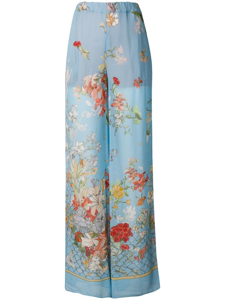 Semicouture Floral Palazzo Pants - Blue