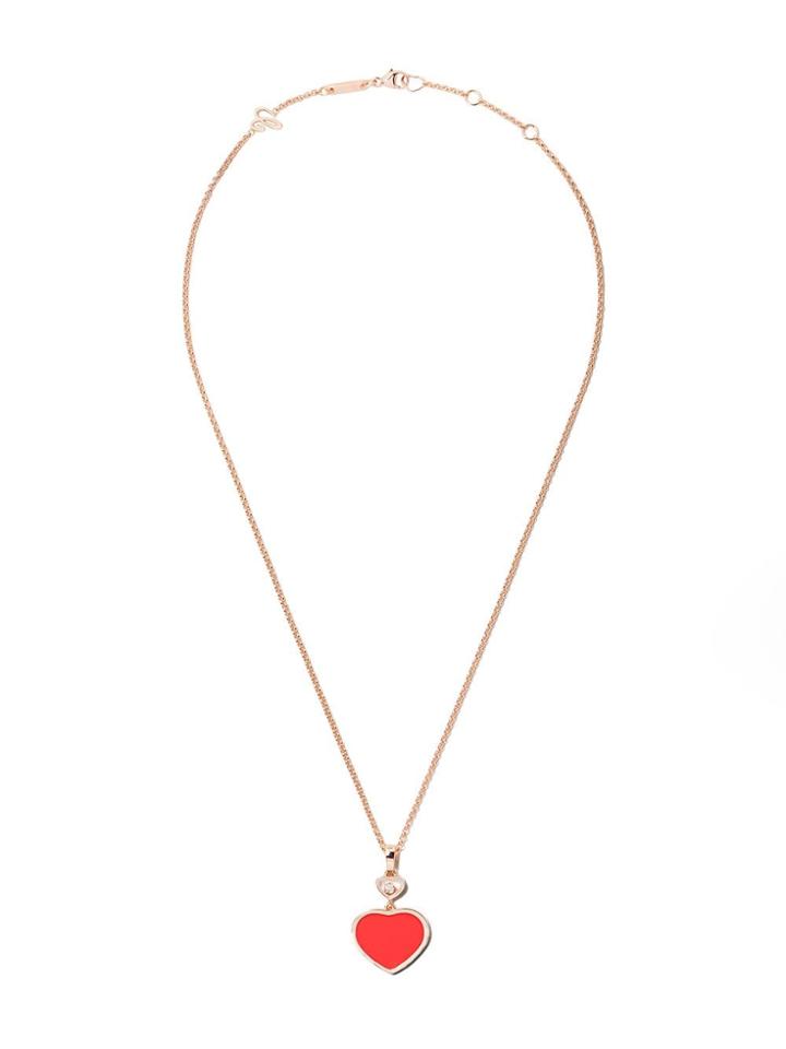 Chopard 18kt Rose Gold Happy Hearts Diamond Pendant Necklace