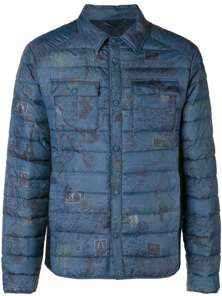Etro Map Print Padded Jacket - Blue