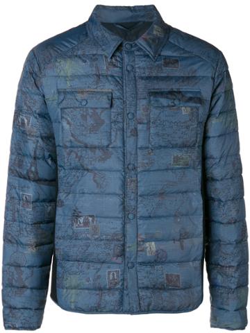 Etro Map Print Padded Jacket - Blue