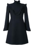 Fendi Frill Trim Dress, Women's, Size: 44, Black, Silk/wool