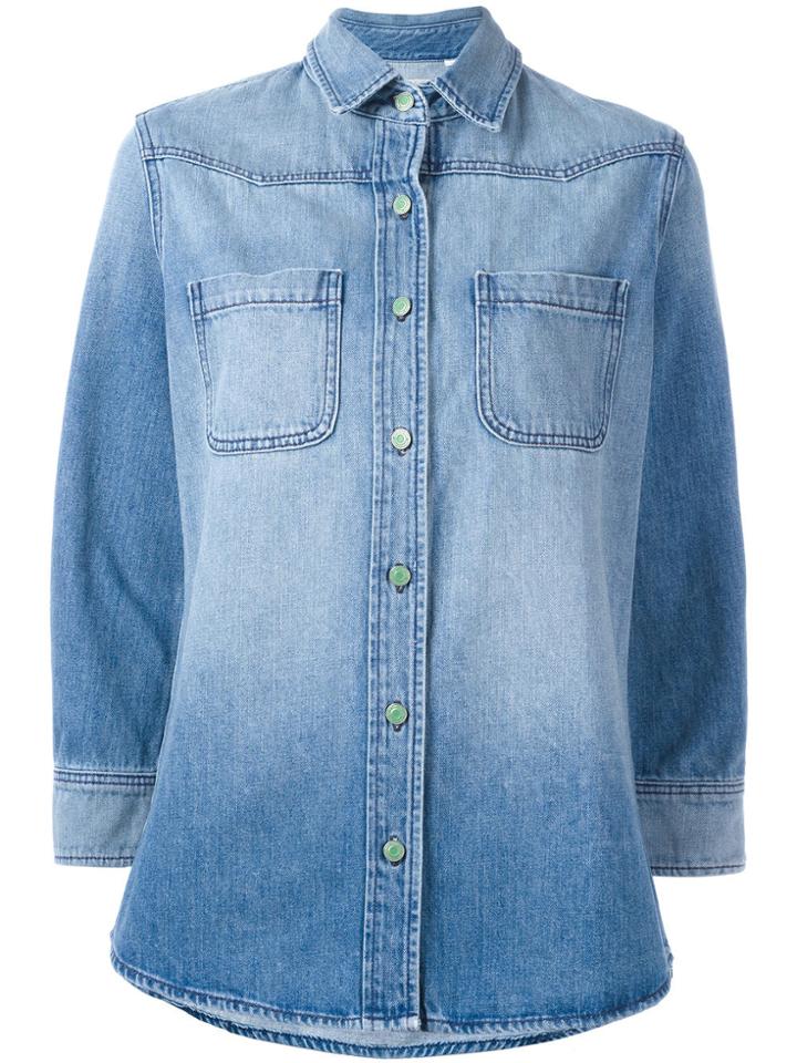 Sandrine Rose Rear Patch Denim Shirt - Blue