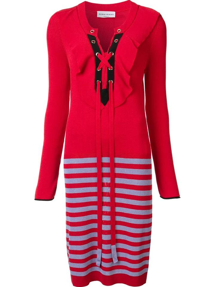 Sonia Rykiel Lace-up Detail Jumper, Women's, Size: Small, Red, Cotton/viscose