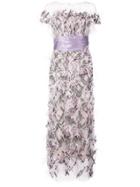 Marchesa Feather Fringe Dress - Purple