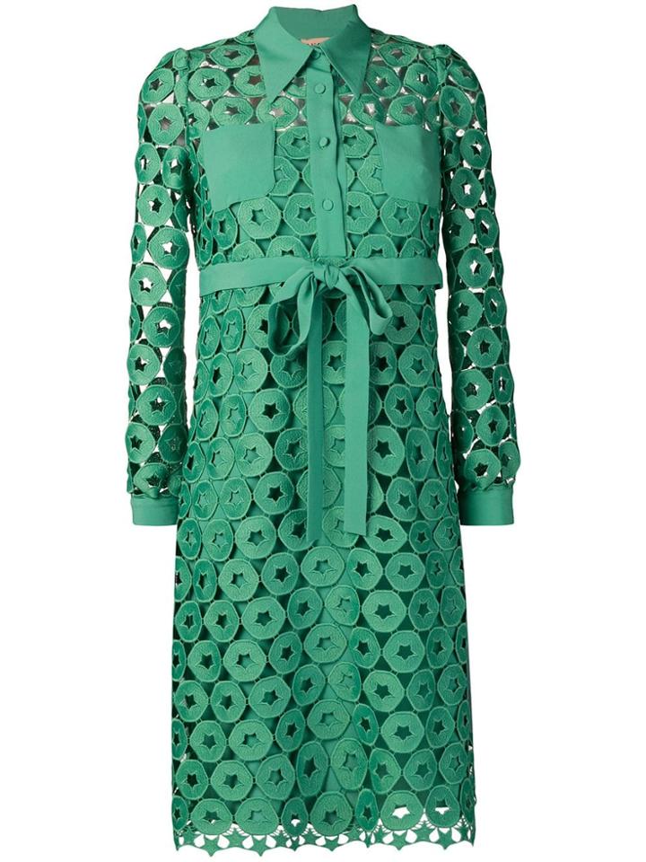 No21 Embroidered Shirt Dress - Green