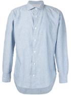 Eleventy Paisley Print Denim Shirt, Men's, Size: 44, Blue, Cotton
