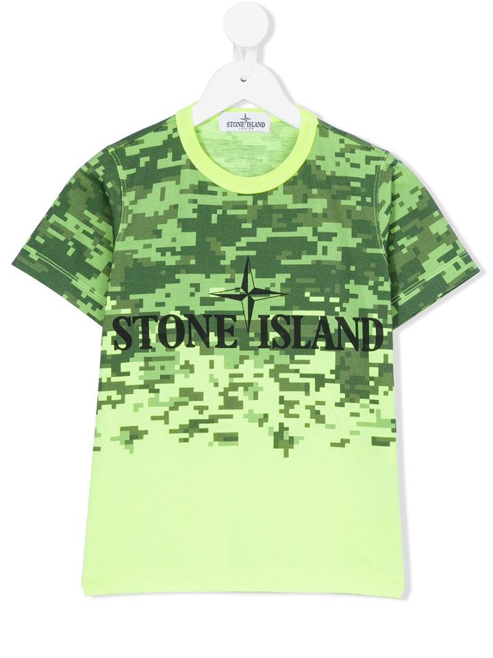 Stone Island Kids - Digital Camo Logo T-shirt - Kids - Cotton - 10 Yrs, Boy's, Yellow/orange