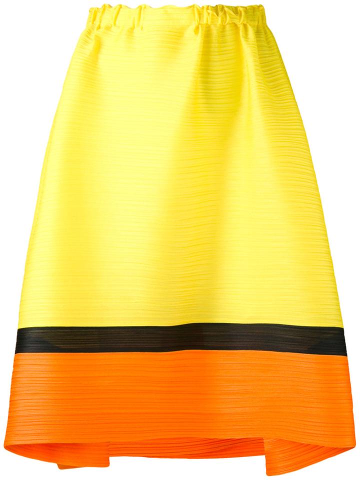 Horizontal Pleat Skirt - Women - Polyester - 3, Yellow/orange, Polyester, Pleats Please By Issey Miyake