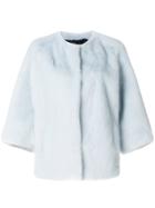 Yves Salomon Cropped Sleeves Jacket - Blue