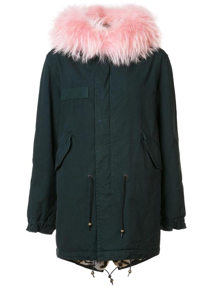 Mr & Mrs Italy Flap Pockets Parka Coat, Women's, Size: Xs, Green, Cotton/rabbit Fur