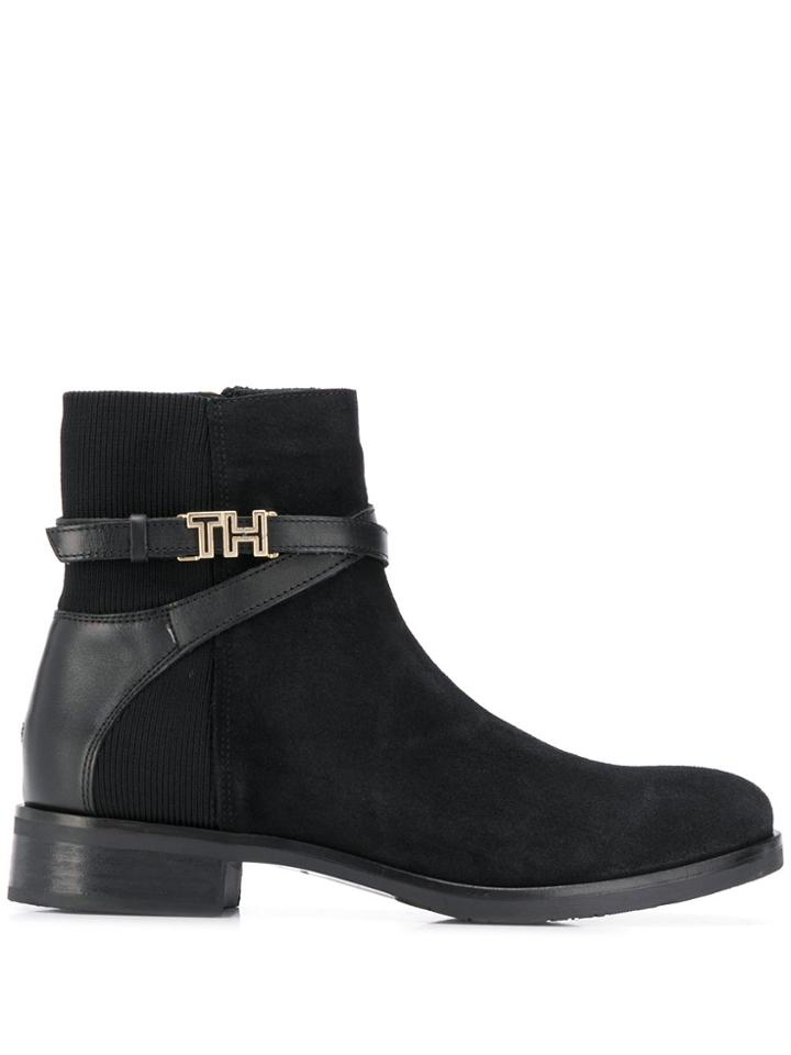 Tommy Hilfiger Hardware Detail Ankle Boots - Black
