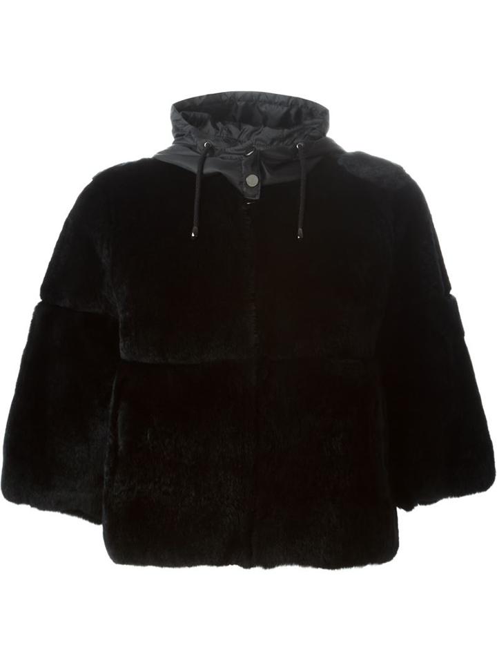 P.a.r.o.s.h. Cropped Fur Coat, Women's, Size: Large, Black, Rabbit Fur/polyamide