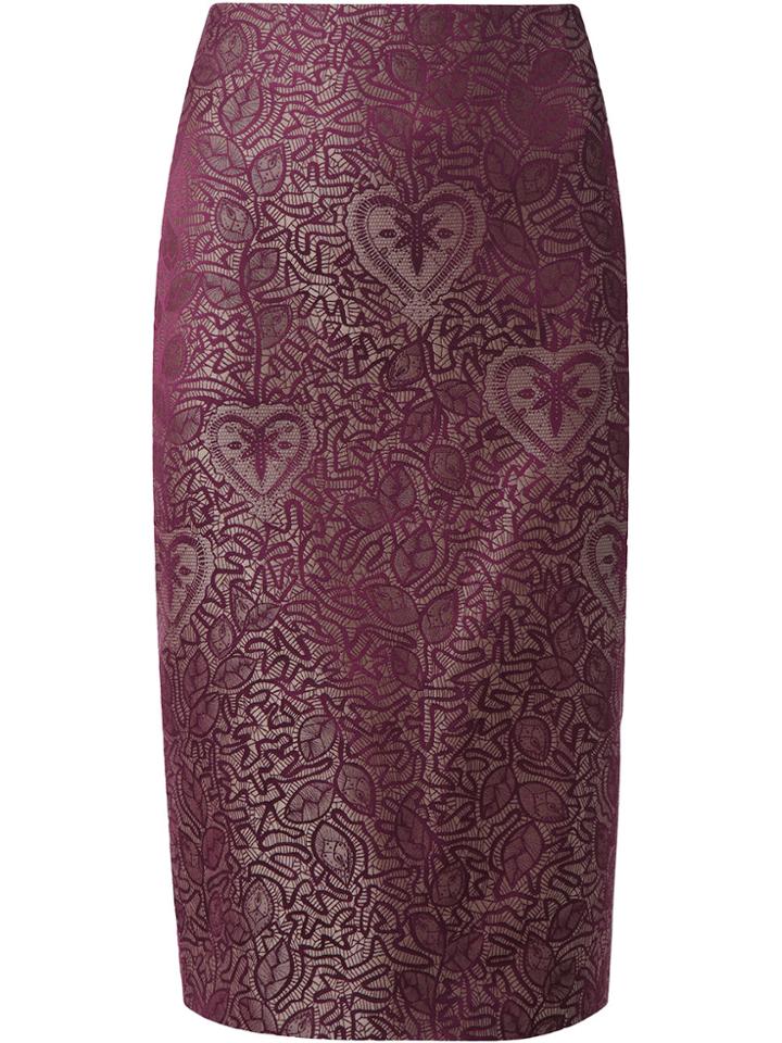 Martha Medeiros Jacquard Judith Pencil Skirt - Red