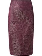 Martha Medeiros Jacquard Judith Pencil Skirt - Red