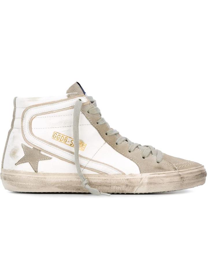 Golden Goose Deluxe Brand Slide Hi-top Sneakers, Women's, Size: 36, White, Leather/suede/rubber