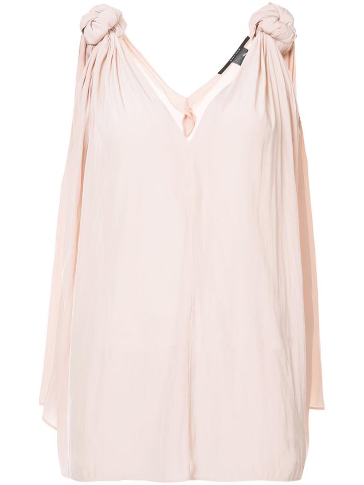 Smythe - Knot Blouse - Women - Polyester - M, Pink/purple, Polyester