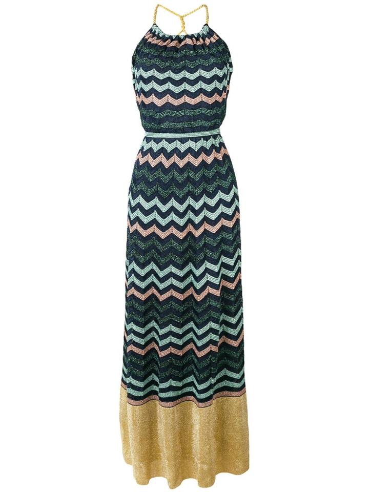 M Missoni Open Back Long Dress - Blue
