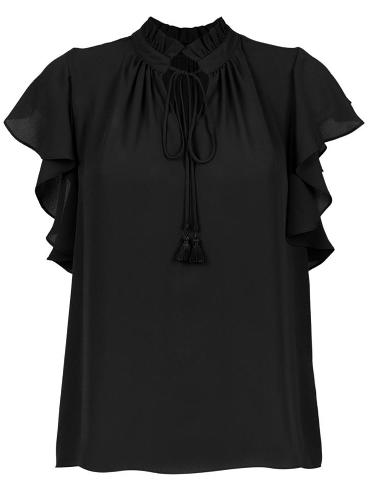 Olympiah Juli Frill Trimmed Blouse - Black