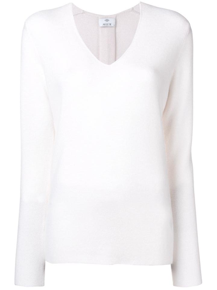Allude Classic V-neck Sweater - White