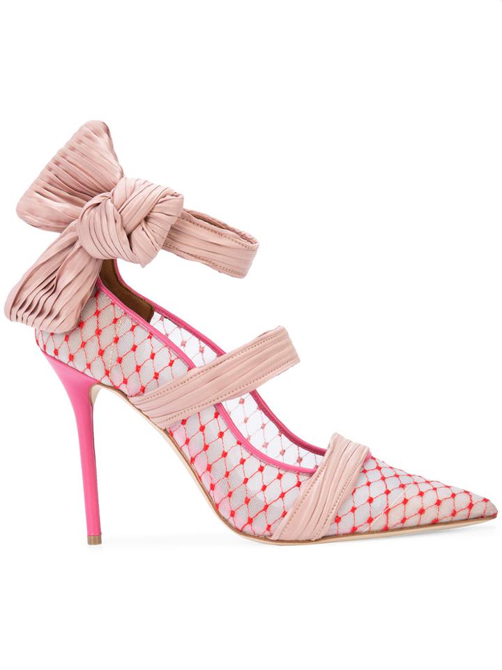 Malone Souliers Lace Pumps With Ribbon Trim - Red