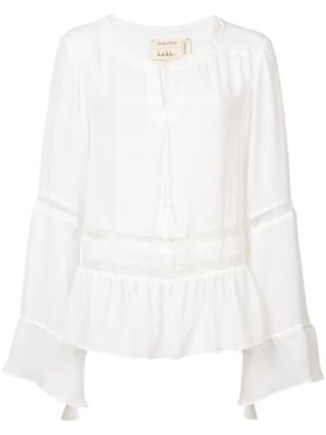 Nicole Miller - Long Sleeve Blouse - Women - Silk - M, White, Silk