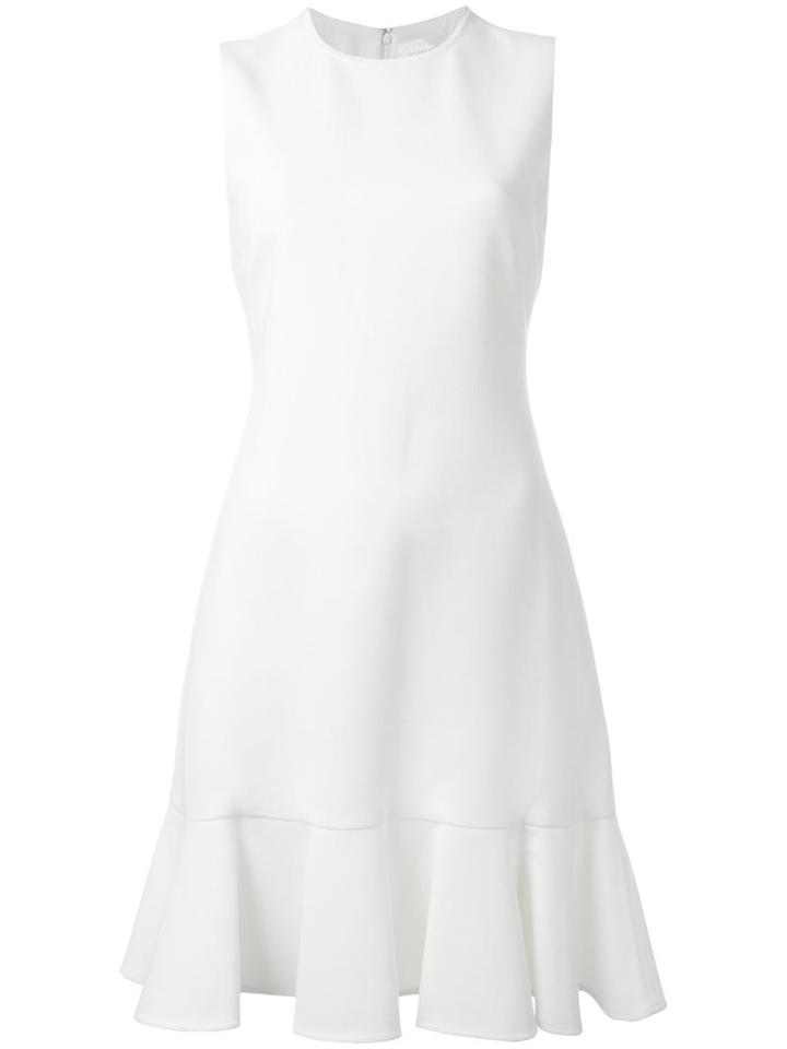 Victoria Victoria Beckham Peplum Hem Dress, Women's, Size: 10, White, Wool/cotton/polyester/silk