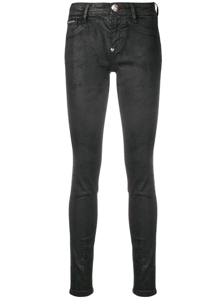 Philipp Plein Coated Skinny Jeans - Black