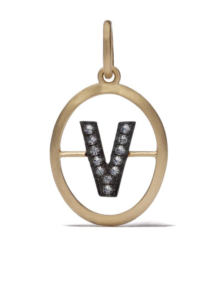 Annoushka 18ct Gold & Diamond Initial V Necklace - 18ct Yellow Gold