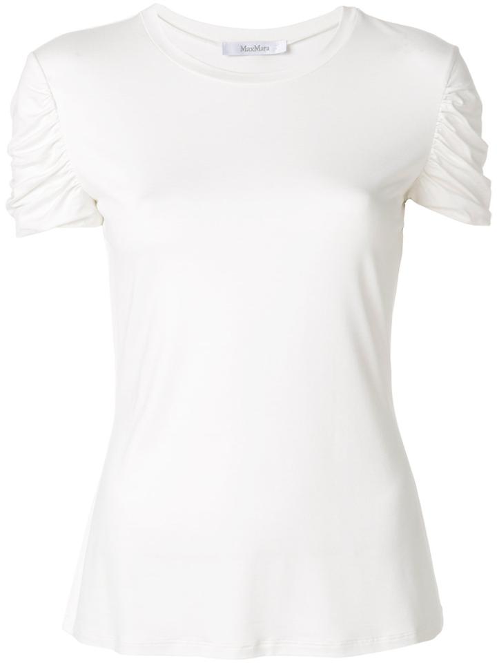 Max Mara Ruffled Sleeves Stretch T-shirt - White