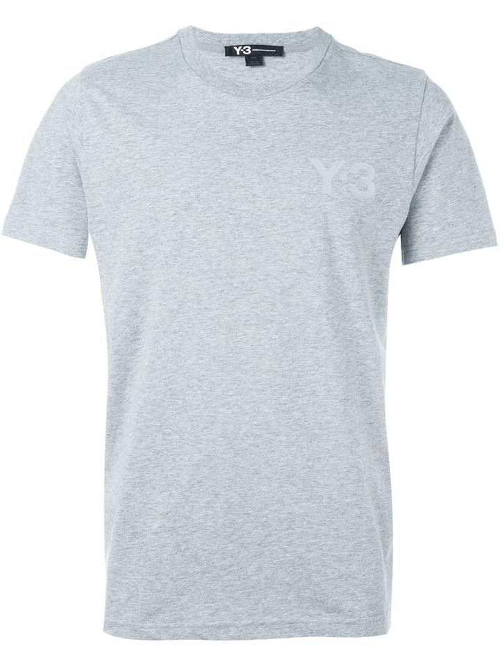 Y-3 Tonal Logo Print T-shirt, Men's, Size: Medium, Grey, Cotton