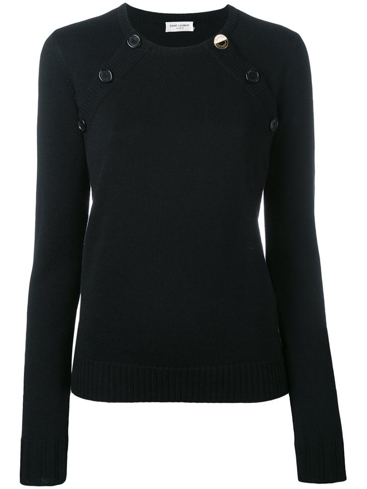 Saint Laurent Sailor Double Button Jumper, Women's, Size: Medium, Black, Wool