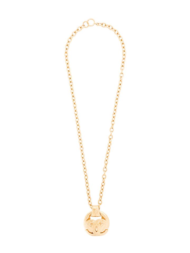 Chanel Vintage Cc Logo Handbag Pendant Necklace - Metallic