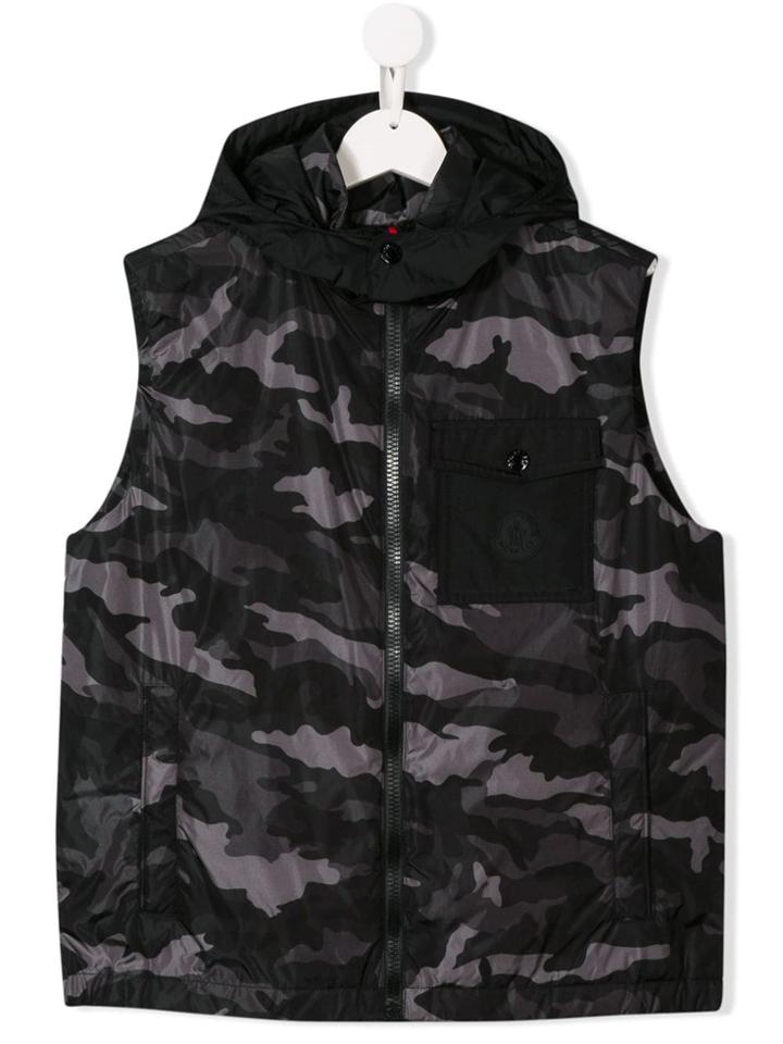 Moncler Kids Camouflage Waistcoat - Black