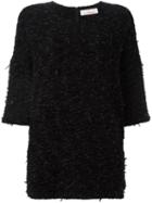 A.f.vandevorst Three-quarter-sleeve Sweater, Women's, Size: 40, Black, Cotton/polyamide/viscose/virgin Wool