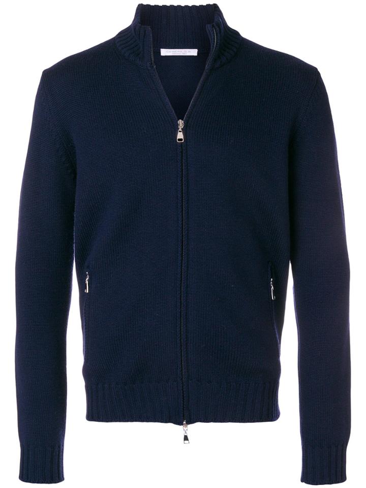 Cenere Gb High Neck Zipped Cardigan - Blue