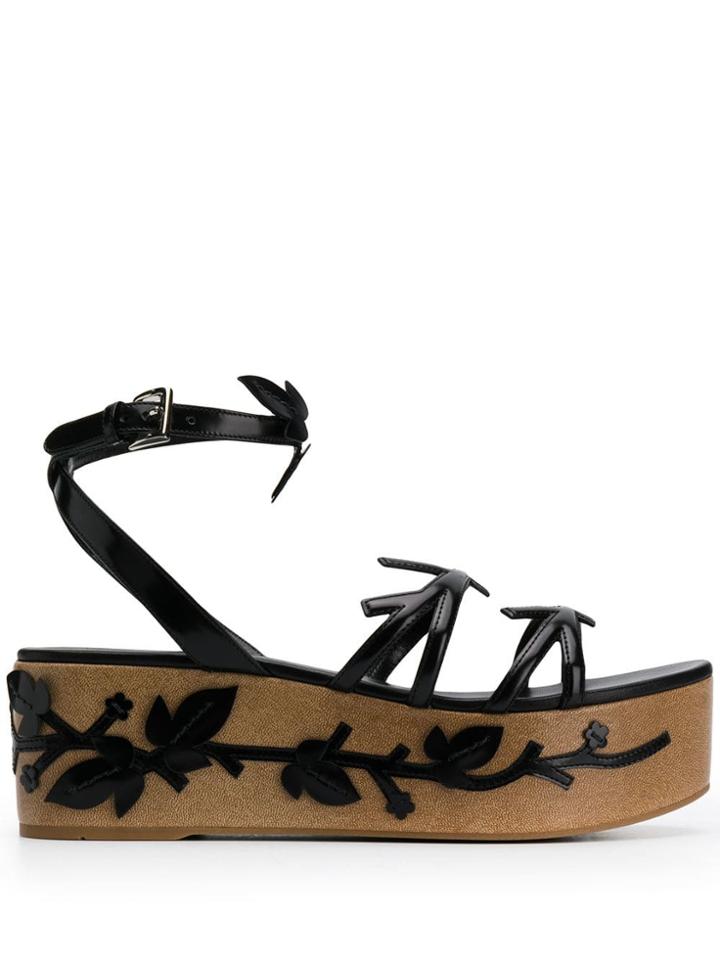 Prada Embellished Wedge Sandals - Black