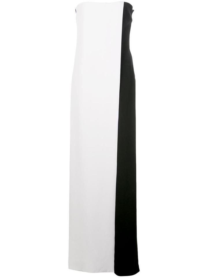 Cushnie Strapless Color Block Wide Leg Jumpsuit - Black