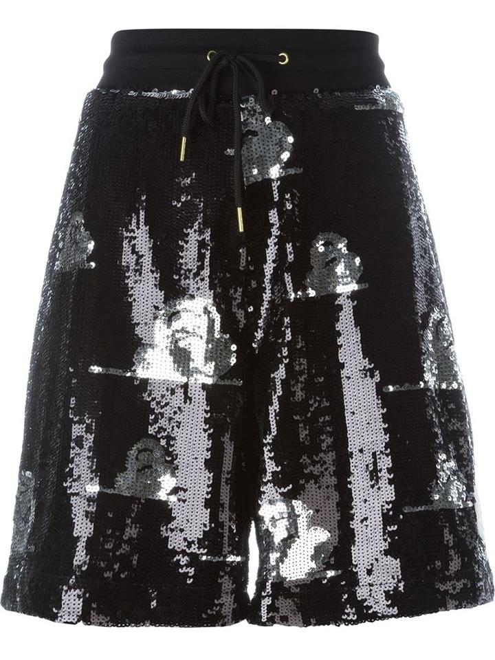 Joyrich Sequin Elastic Waist Shorts, Women's, Size: Large, Black, Polyester