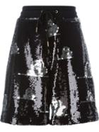 Joyrich Sequin Elastic Waist Shorts, Women's, Size: Large, Black, Polyester