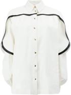 Céline - Layered Detail Shirt - Women - Linen/flax/lamb Skin - 40, Women's, White, Linen/flax/lamb Skin