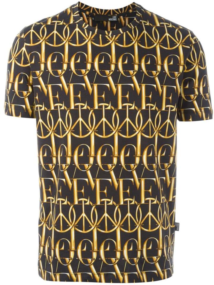 Love Moschino Logo Print T-shirt, Men's, Size: S, Black, Cotton