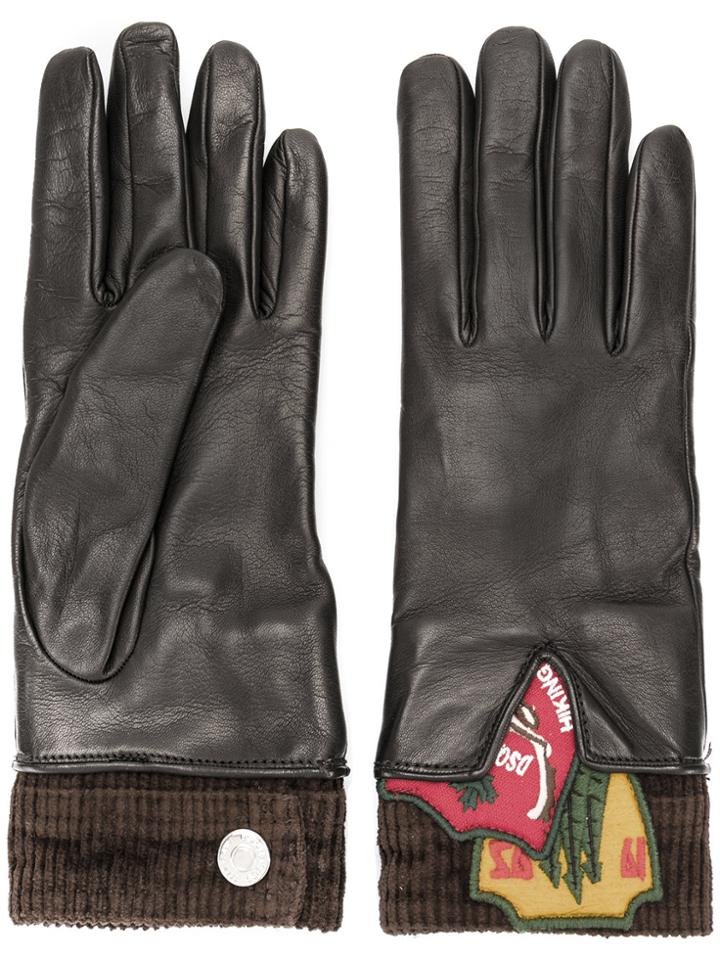 Dsquared2 Patch Detail Gloves - Black