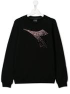 Diadora Junior Teen Rhinestone Logo Sweatshirt - Black