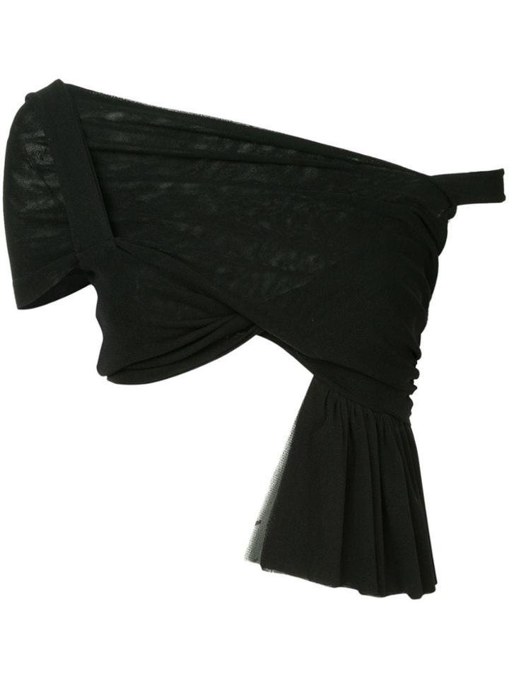 Phoebe English Cropped Twist Draped Top - Black