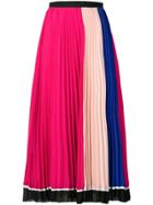 Self-portrait Colour Block Pleated Skirt - Pink