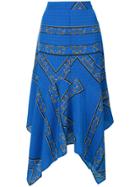Ganni Floral Print Handkerchief Hem Skirt - Blue