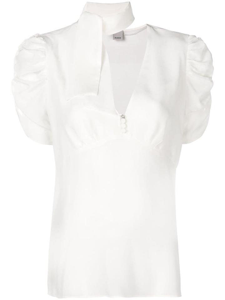 Pinko Tie Neck Flared Blouse - White