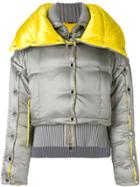Versace Button Embellished Puffer Jacket - Grey