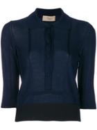 Maison Flaneur Knitted Polo Top - Blue